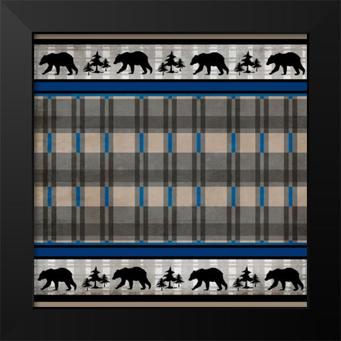 Blue Bear Lodge Pattern 6 Black Modern Wood Framed Art Print by LightBoxJournal