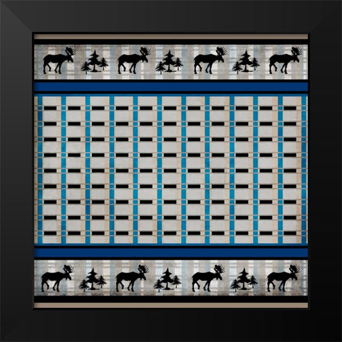Blue Bear Lodge Pattern 7 Black Modern Wood Framed Art Print by LightBoxJournal