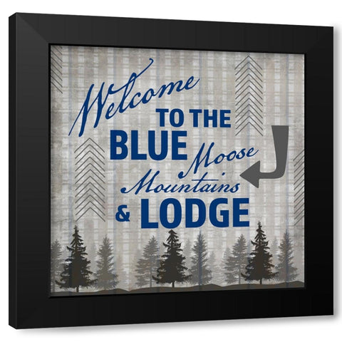 Blue Bear Lodge Sign 03 Black Modern Wood Framed Art Print with Double Matting by LightBoxJournal