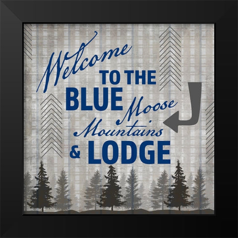Blue Bear Lodge Sign 03 Black Modern Wood Framed Art Print by LightBoxJournal