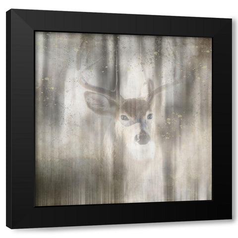 Antique Wildlife Deer 01 Black Modern Wood Framed Art Print with Double Matting by LightBoxJournal