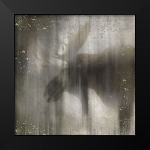 Antique Wildlife Moose Black Modern Wood Framed Art Print by LightBoxJournal