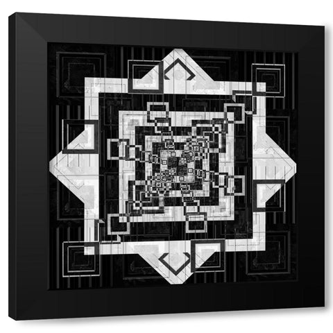 Geo Pattern 04 Black Modern Wood Framed Art Print with Double Matting by LightBoxJournal