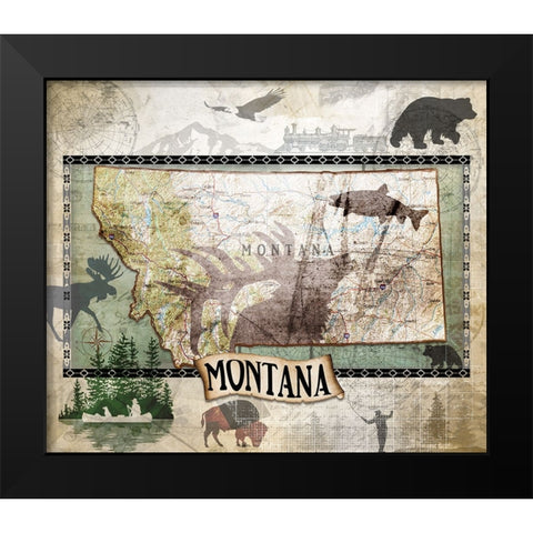 Vintage State Montana Black Modern Wood Framed Art Print by LightBoxJournal