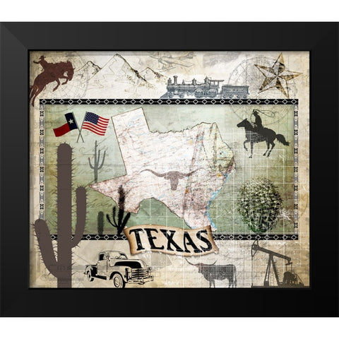 Vintage State Texas Black Modern Wood Framed Art Print by LightBoxJournal