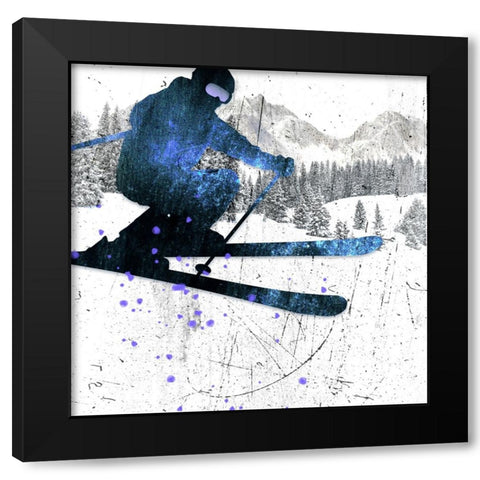 Extreme Skier 01 Black Modern Wood Framed Art Print with Double Matting by LightBoxJournal