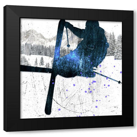 Extreme Skier 02 Black Modern Wood Framed Art Print with Double Matting by LightBoxJournal