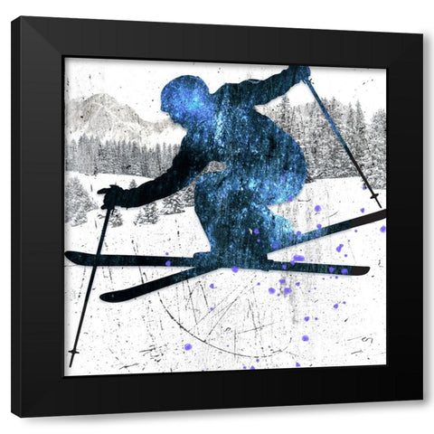 Extreme Skier 03 Black Modern Wood Framed Art Print by LightBoxJournal