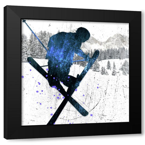 Extreme Skier 04 Black Modern Wood Framed Art Print by LightBoxJournal