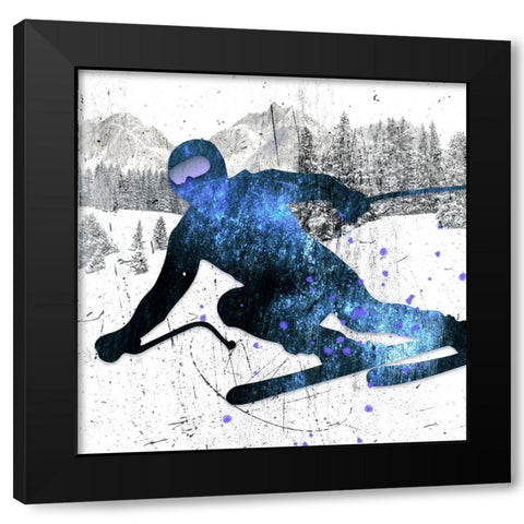 Extreme Skier 06 Black Modern Wood Framed Art Print by LightBoxJournal
