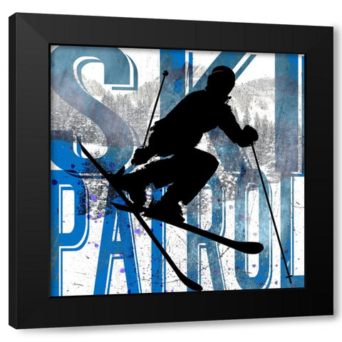 Extreme Skier Word Collage Patrol Black Modern Wood Framed Art Print by LightBoxJournal