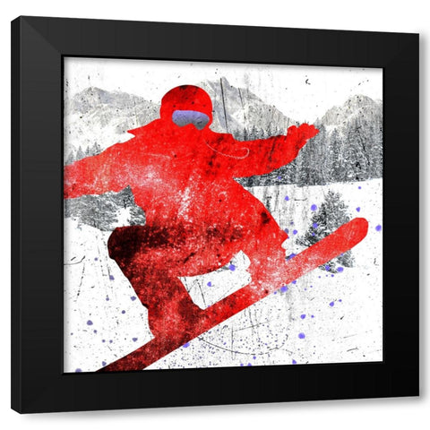 Extreme Snowboarder 01 Black Modern Wood Framed Art Print with Double Matting by LightBoxJournal