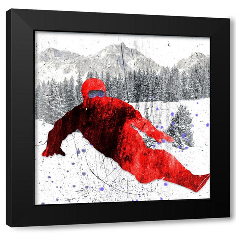 Extreme Snowboarder 02 Black Modern Wood Framed Art Print by LightBoxJournal