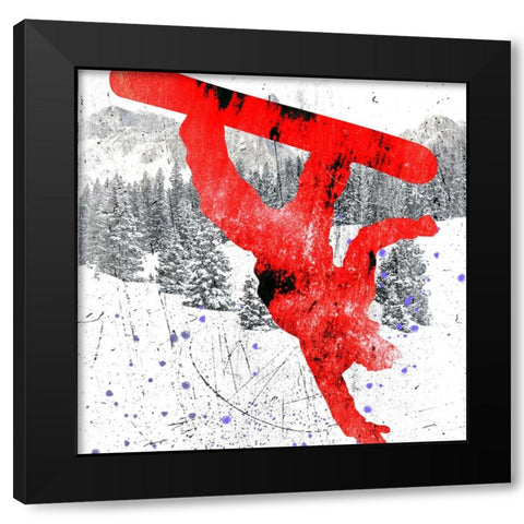 Extreme Snowboarder 03 Black Modern Wood Framed Art Print with Double Matting by LightBoxJournal