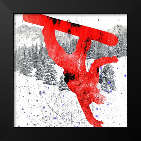 Extreme Snowboarder 03 Black Modern Wood Framed Art Print by LightBoxJournal