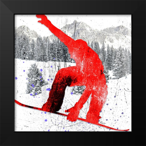 Extreme Snowboarder 04 Black Modern Wood Framed Art Print by LightBoxJournal
