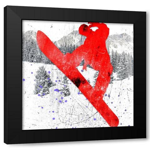 Extreme Snowboarder 05 Black Modern Wood Framed Art Print by LightBoxJournal