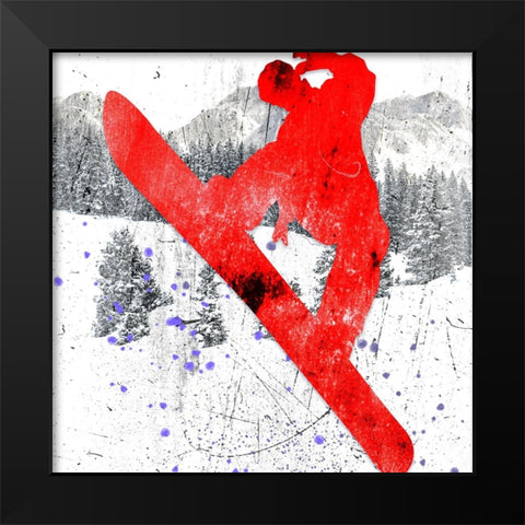 Extreme Snowboarder 05 Black Modern Wood Framed Art Print by LightBoxJournal