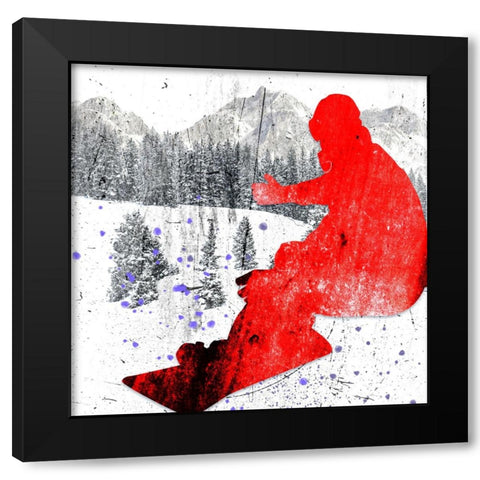 Extreme Snowboarder 06 Black Modern Wood Framed Art Print by LightBoxJournal