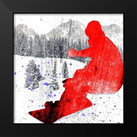 Extreme Snowboarder 06 Black Modern Wood Framed Art Print by LightBoxJournal