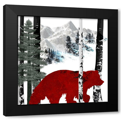 Winter Bear Black Modern Wood Framed Art Print by LightBoxJournal
