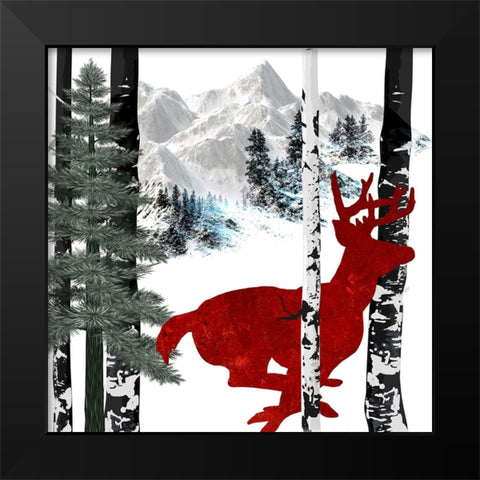 Winter Deer Black Modern Wood Framed Art Print by LightBoxJournal