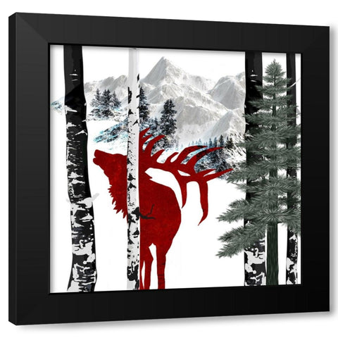 Winter Elk Black Modern Wood Framed Art Print by LightBoxJournal
