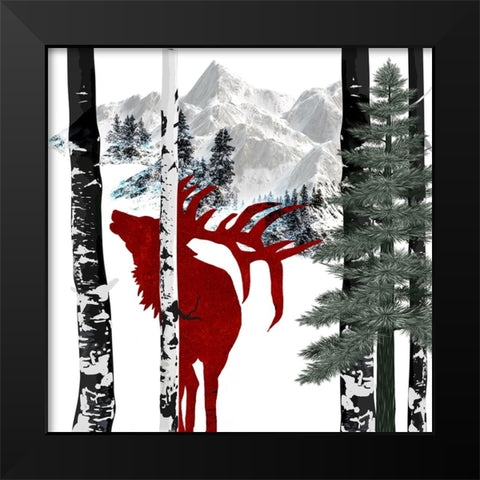 Winter Elk Black Modern Wood Framed Art Print by LightBoxJournal