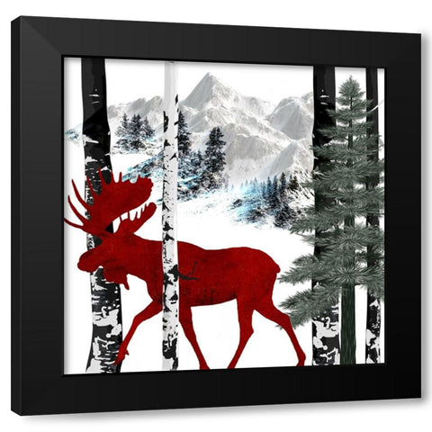 Winter Moose Black Modern Wood Framed Art Print by LightBoxJournal