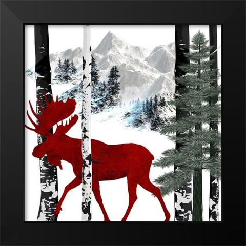 Winter Moose Black Modern Wood Framed Art Print by LightBoxJournal