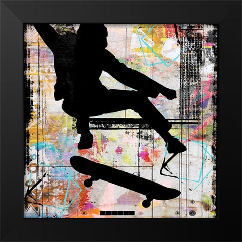 Extreme Skate Boarder 1 Black Modern Wood Framed Art Print by LightBoxJournal