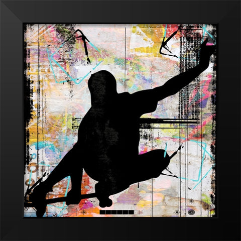 Extreme Skate Boarder 3 Black Modern Wood Framed Art Print by LightBoxJournal