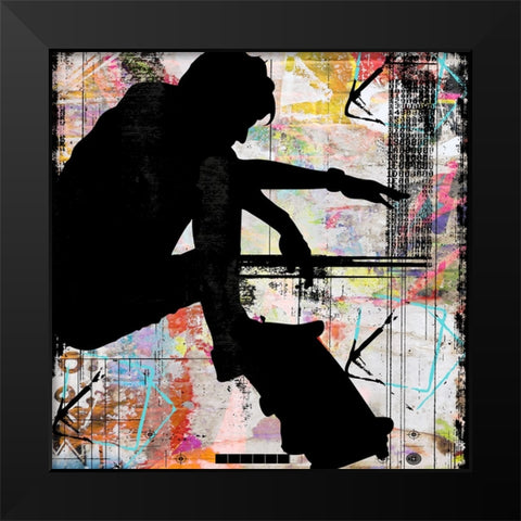 Extreme Skate Boarder 4 Black Modern Wood Framed Art Print by LightBoxJournal