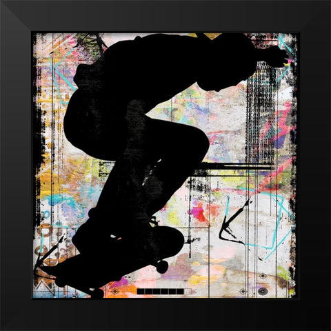 Extreme Skate Boarder 5 Black Modern Wood Framed Art Print by LightBoxJournal