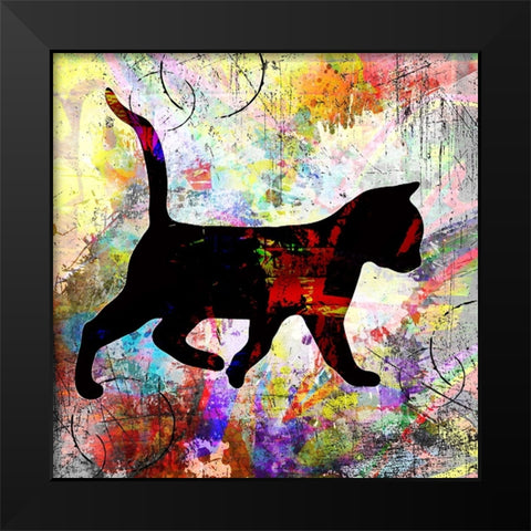Playful Kitty 3 Black Modern Wood Framed Art Print by LightBoxJournal