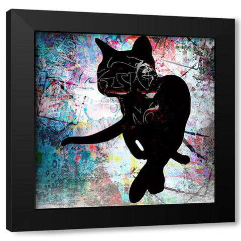 Playful Kitty 5 Black Modern Wood Framed Art Print by LightBoxJournal