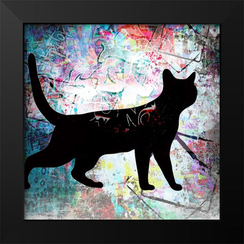 Playful Kitty 7 Black Modern Wood Framed Art Print by LightBoxJournal