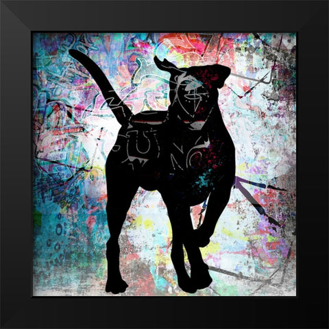 Playful Puppy 5 Black Modern Wood Framed Art Print by LightBoxJournal