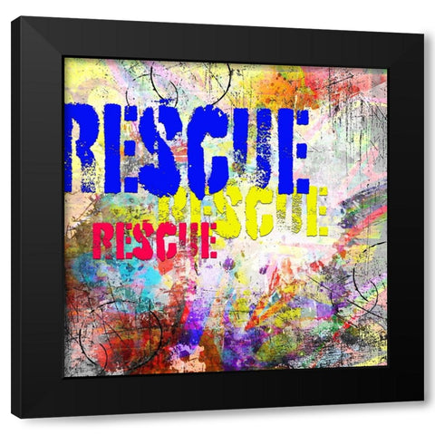 Playful Puppy Rescue Sign 1 Black Modern Wood Framed Art Print by LightBoxJournal