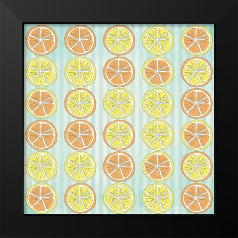 Summer time Lemon Pattern 2 Black Modern Wood Framed Art Print by LightBoxJournal