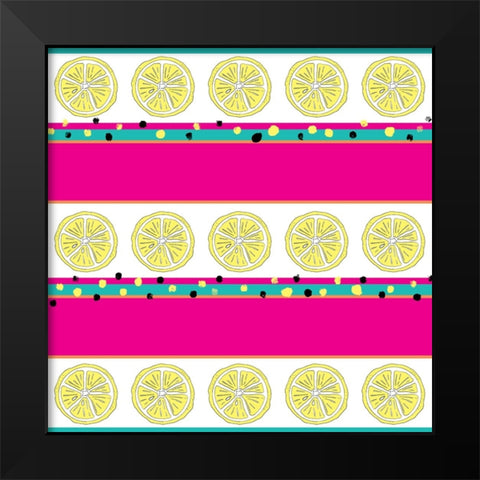 Summer time Lemon Pattern 3 Black Modern Wood Framed Art Print by LightBoxJournal