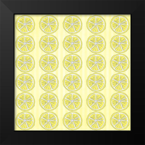 Summer time Lemon Pattern Black Modern Wood Framed Art Print by LightBoxJournal
