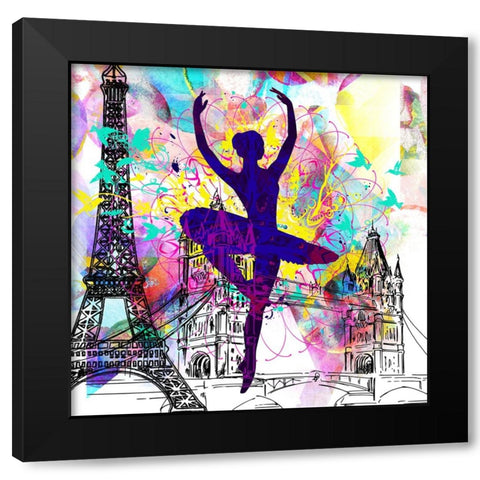 London Ballerina Silhouette 01 Black Modern Wood Framed Art Print by LightBoxJournal