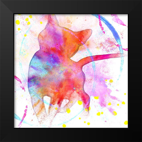 Painted Pink Cat Black Modern Wood Framed Art Print by LightBoxJournal