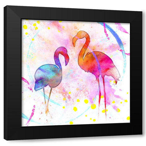 Painted Pink Flamingo Black Modern Wood Framed Art Print with Double Matting by LightBoxJournal