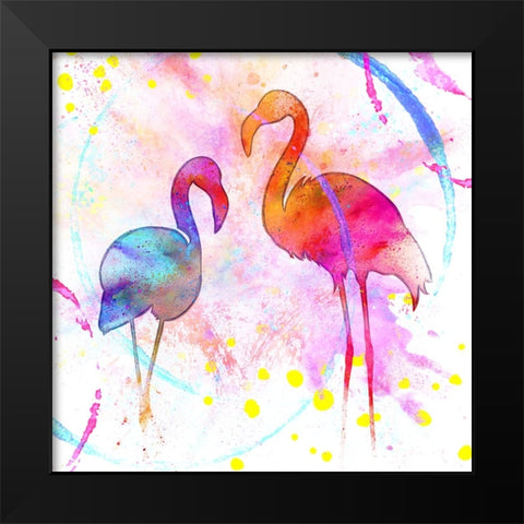 Painted Pink Flamingo Black Modern Wood Framed Art Print by LightBoxJournal