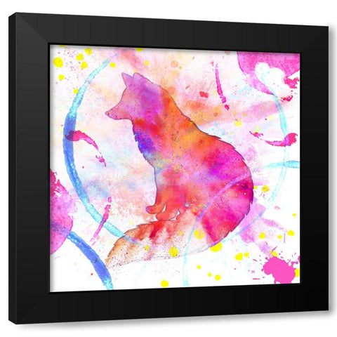 Painted Pink fox Black Modern Wood Framed Art Print with Double Matting by LightBoxJournal