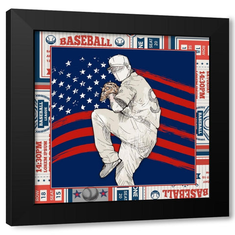 American Baseball player 01 Black Modern Wood Framed Art Print with Double Matting by LightBoxJournal