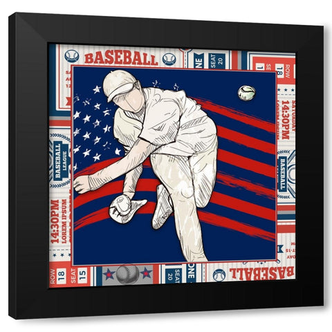American Baseball player 02 Black Modern Wood Framed Art Print with Double Matting by LightBoxJournal