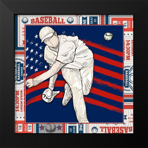 American Baseball player 02 Black Modern Wood Framed Art Print by LightBoxJournal